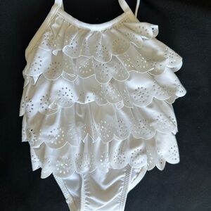 White Ruffled Swimsuit baby gap